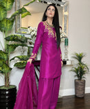 Fuchsia Bloom Rawsilk - Farshi