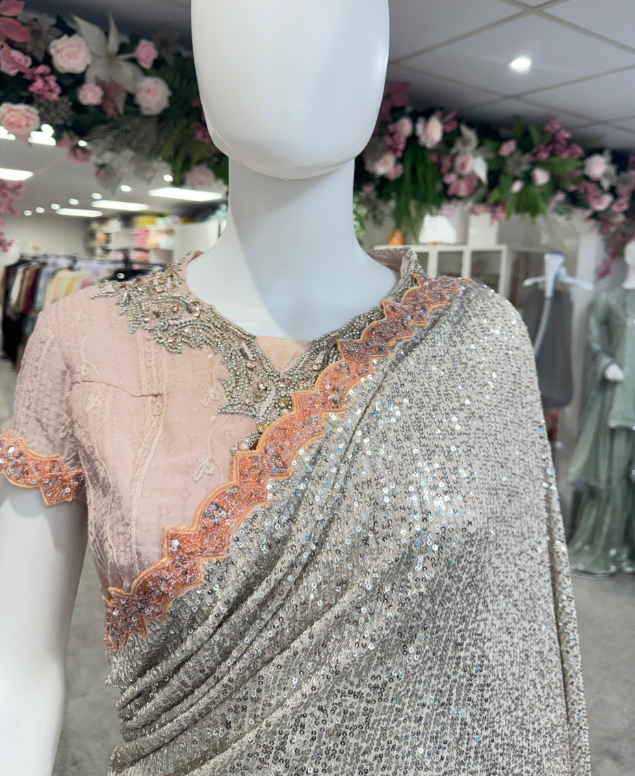 Rosé Radiance Draped Saree