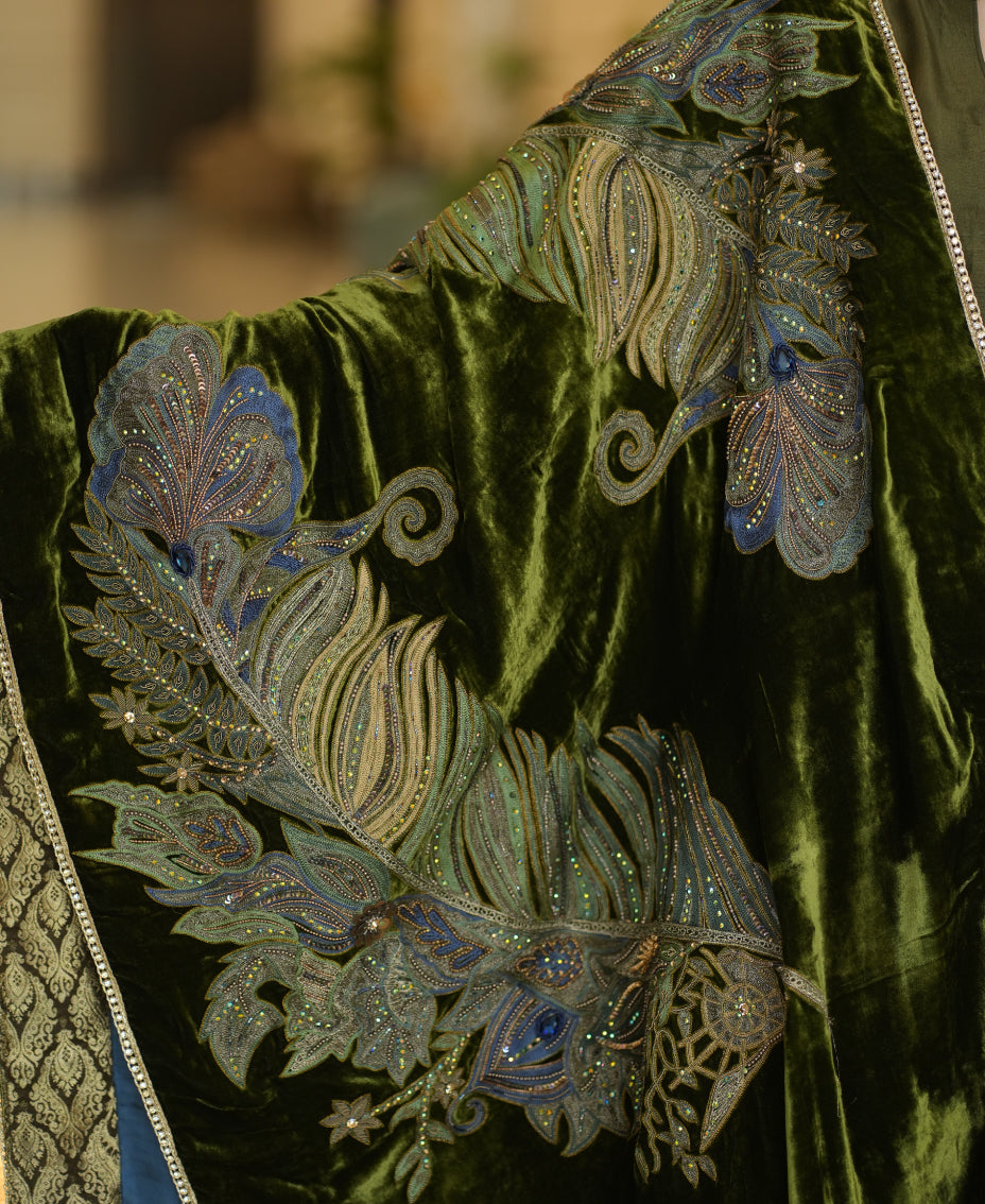 Peacock Velvet Shawl