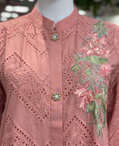 Peach chikankari - Zigzag