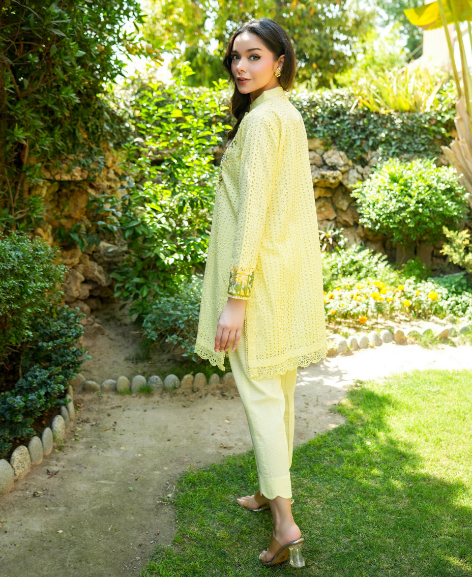 Chikankari Co-ord  Set - Lemon