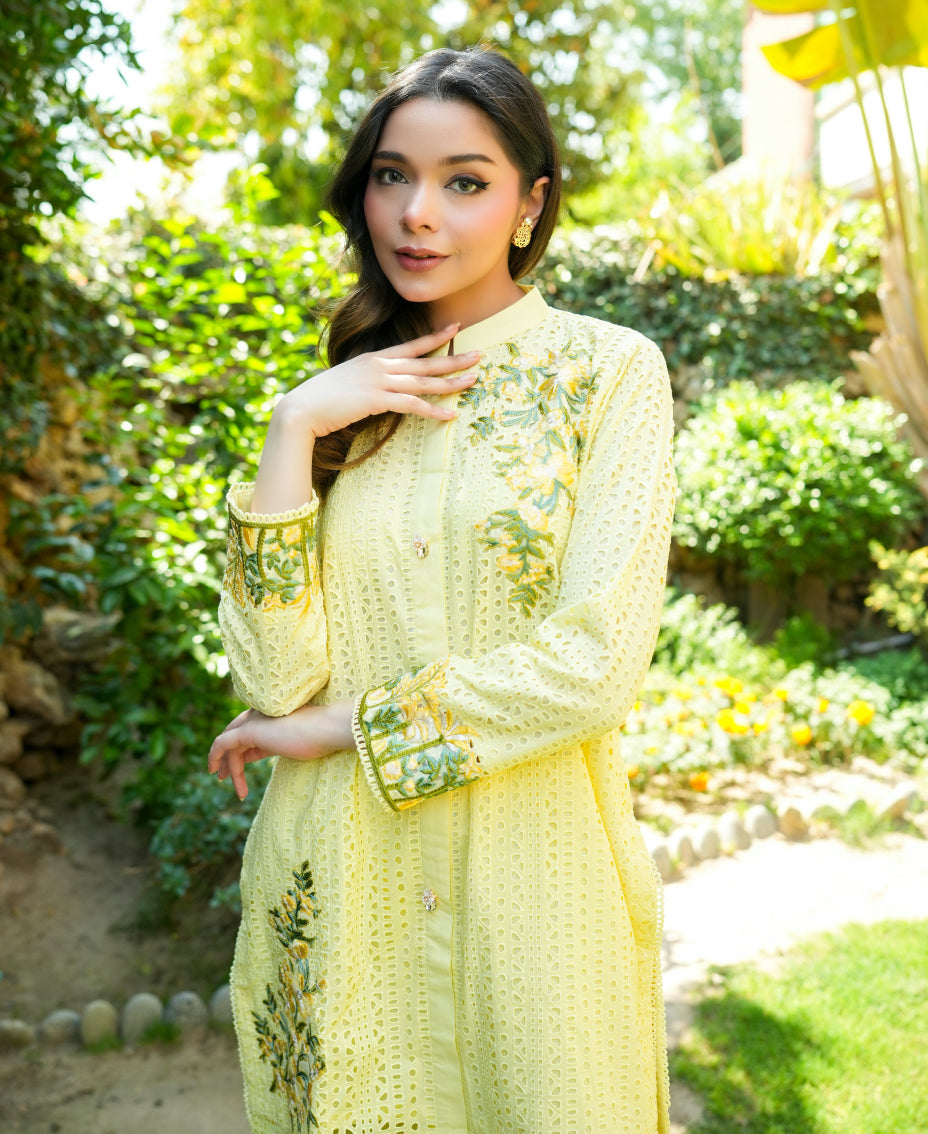 Chikankari Co-ord  Set - Lemon