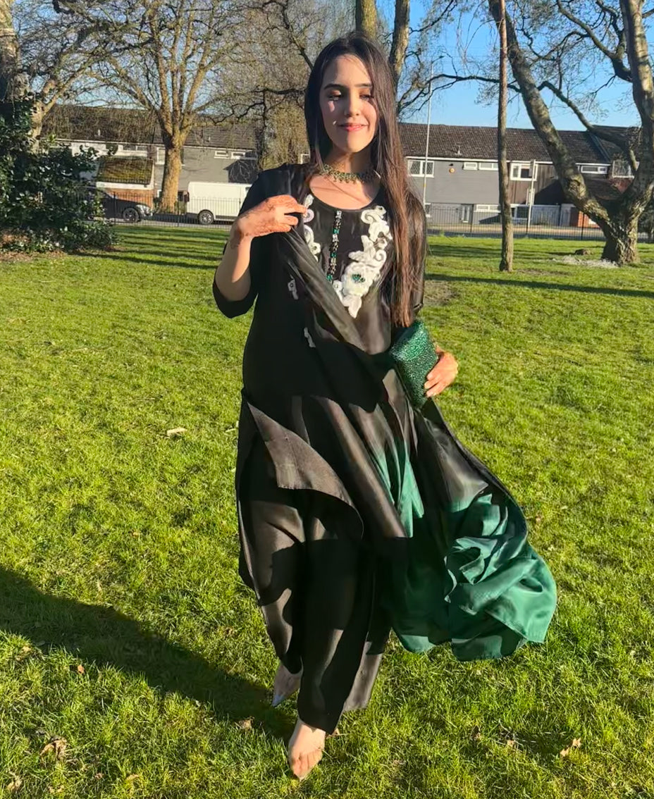 Noir Elegance – 3 Piece Farshi Salwar Set