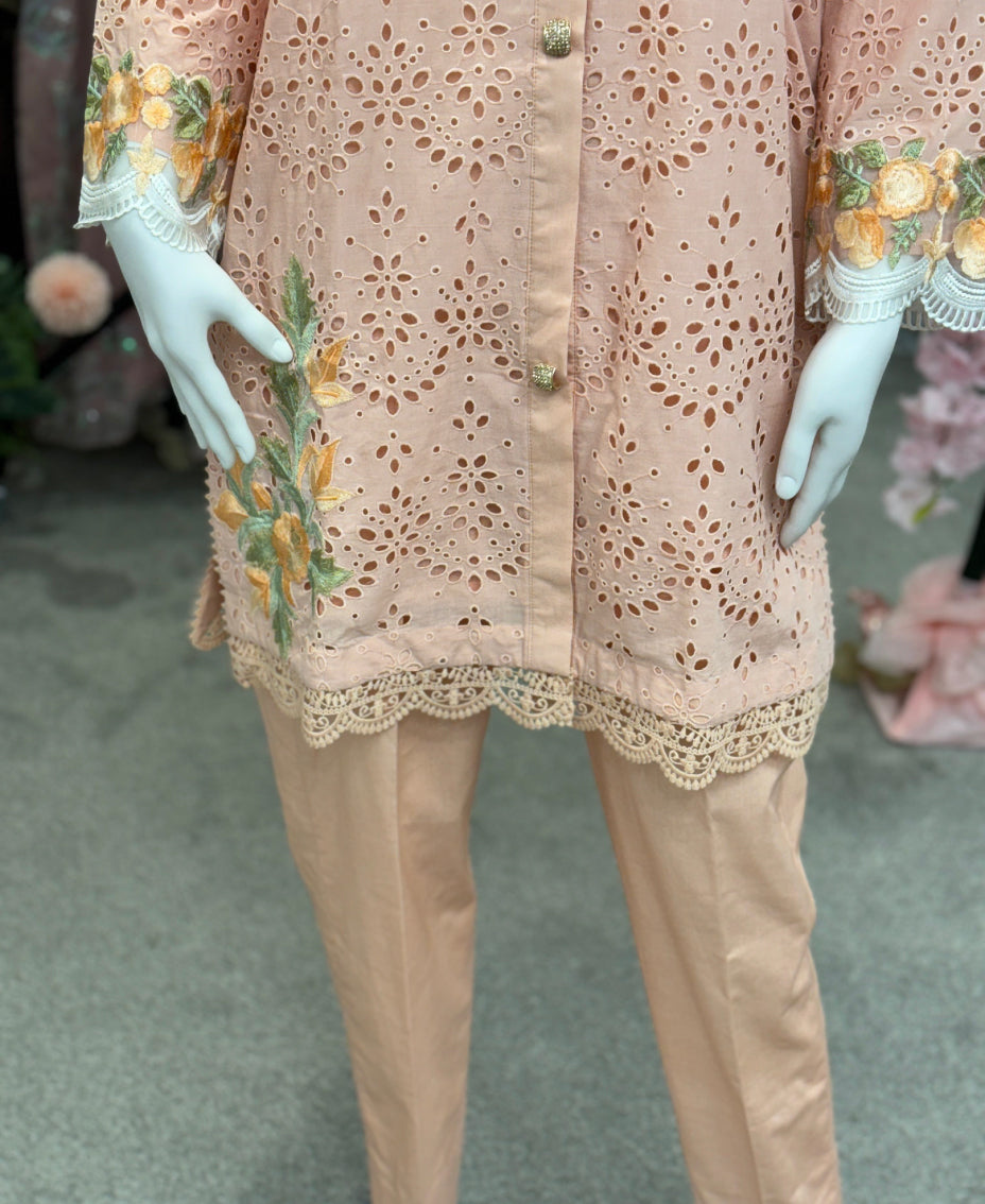 Peach Beige Chikankari
