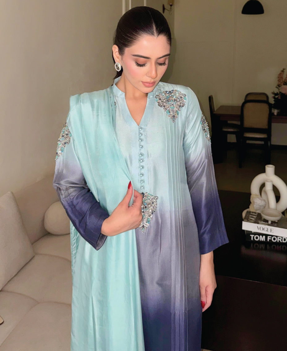 Ocean Mist Ombre Rawsilk