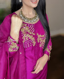 Fuchsia Bloom Rawsilk - Farshi