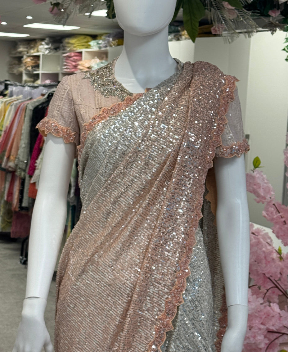 Rosé Radiance Draped Saree