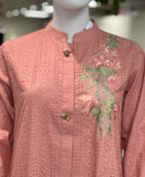 Peach chikankari - Lines