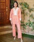 Peach blossom chikankari