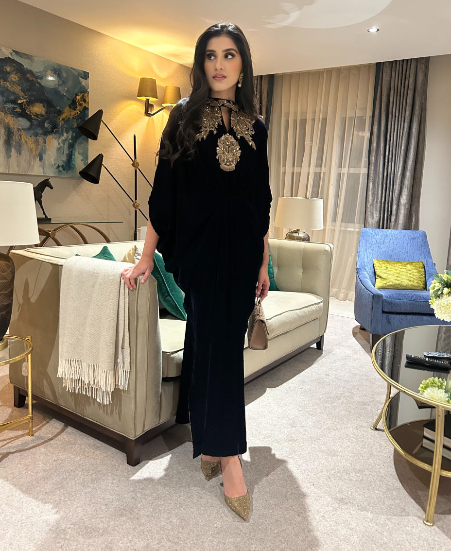 Twilight Blue Velvet Kaftan