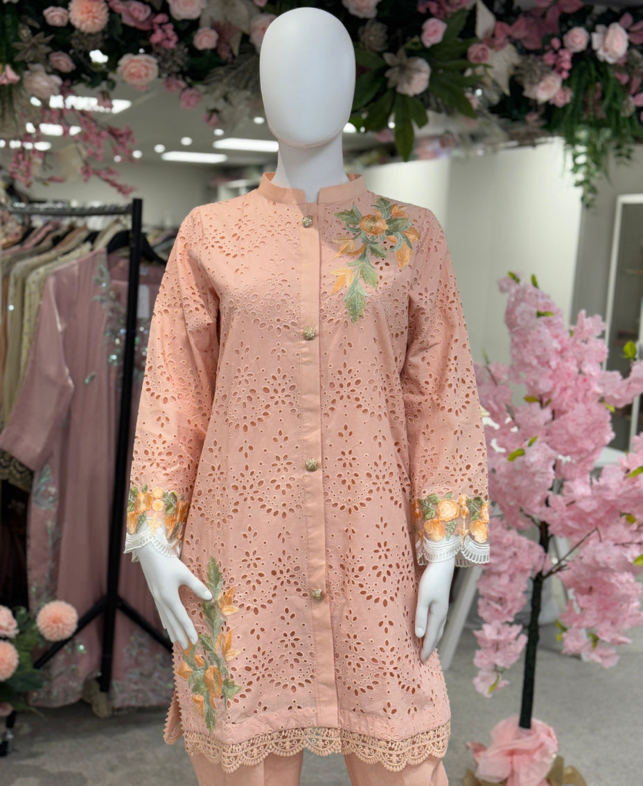 Peach Beige Chikankari