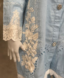 Ice blue wave chikankari