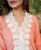 Peach blossom chikankari