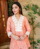 Peach blossom chikankari