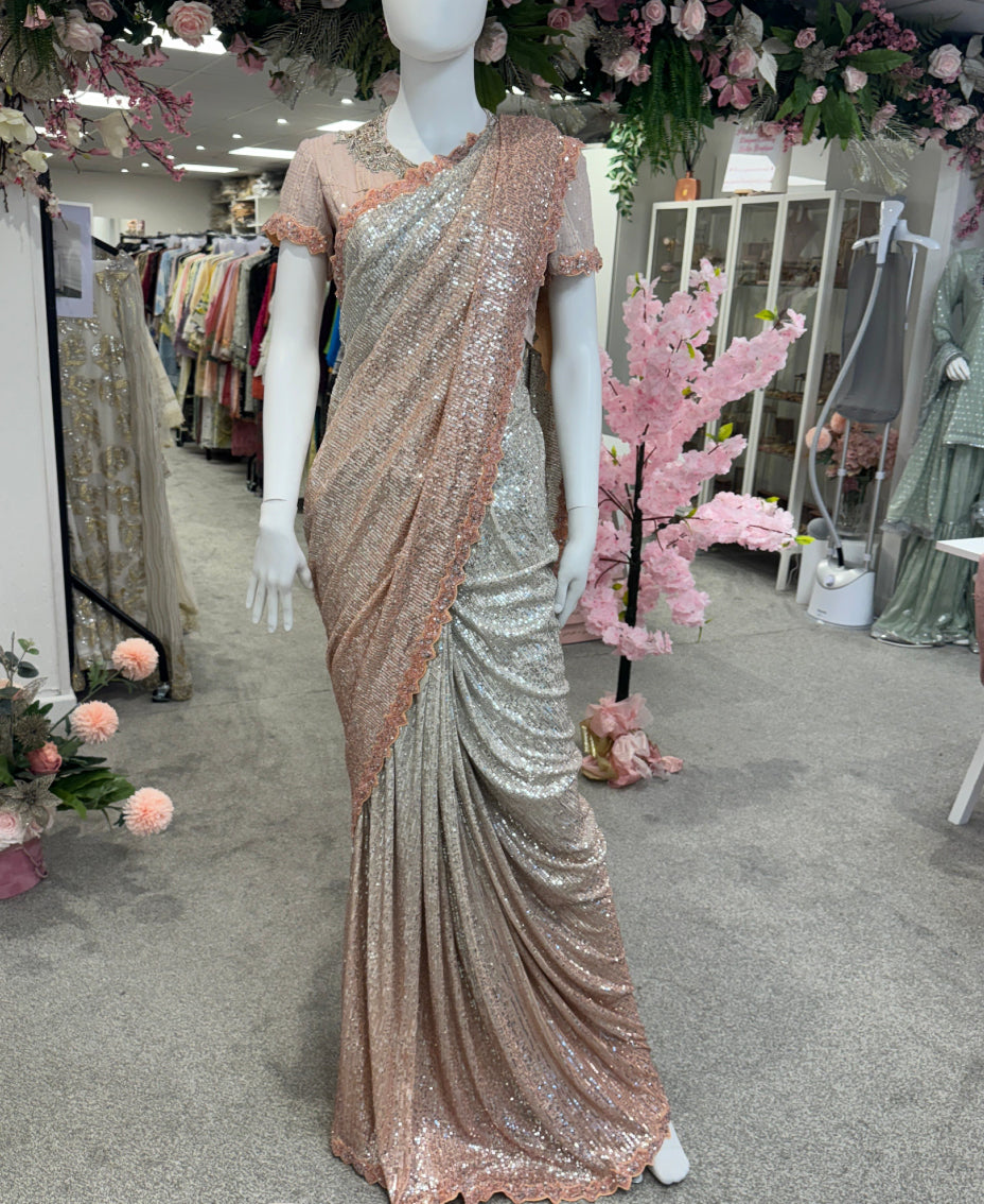 Rosé Radiance Draped Saree