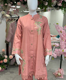Peach chikankari - Lines