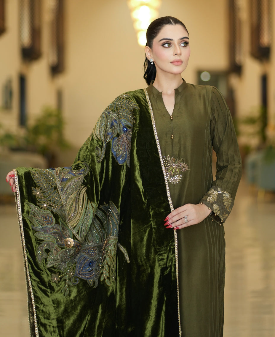 Peacock Velvet Shawl