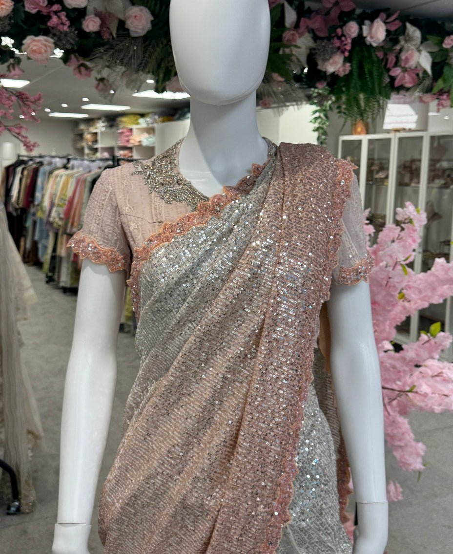 Rosé Radiance Draped Saree