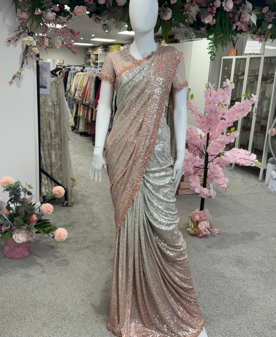 Rosé Radiance Draped Saree