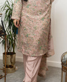 Chiffon Machine Embroidered 3 Piece