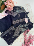 Chiffon and organza machine embroidered 3 piece