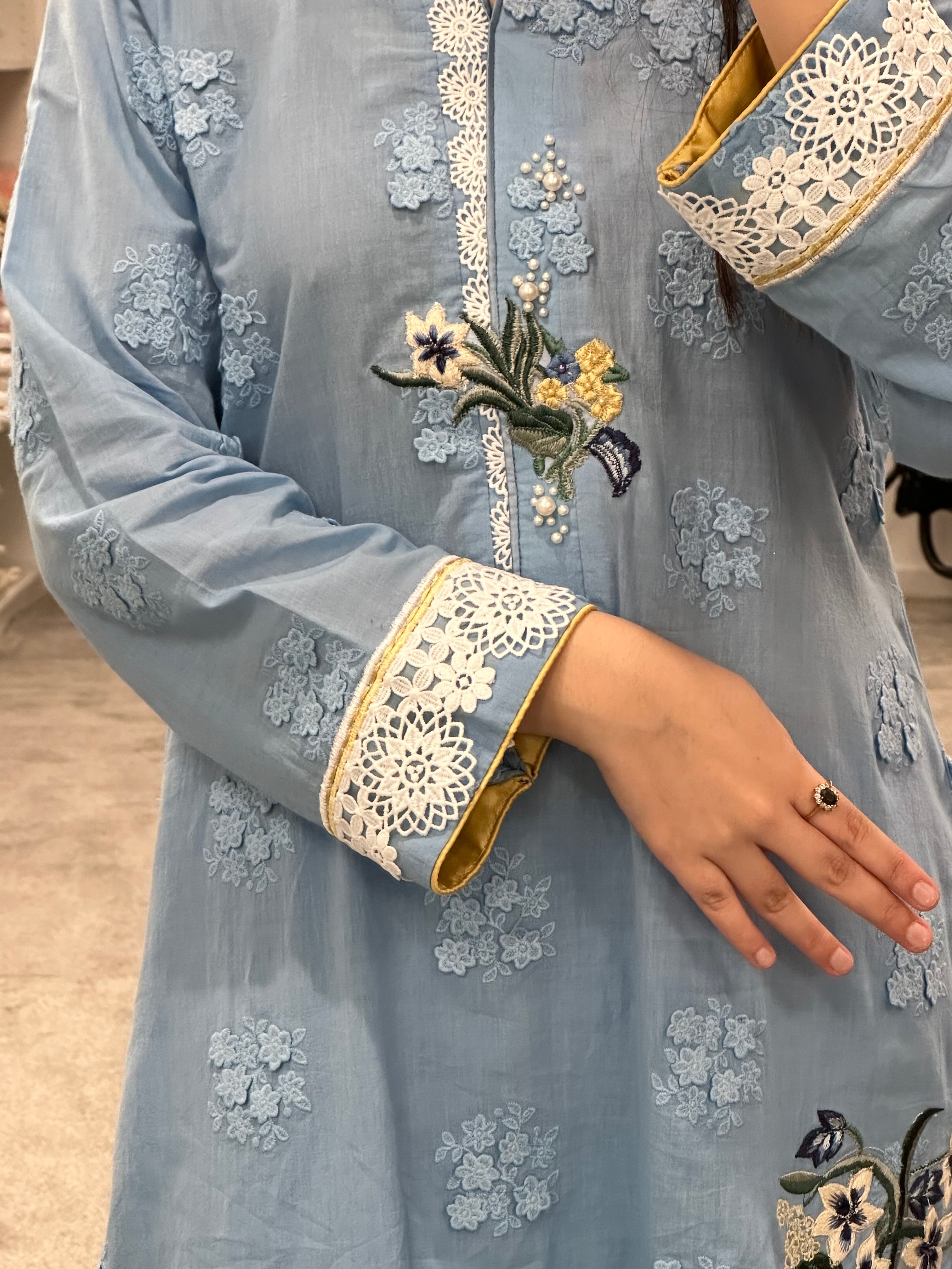 3d SKY BLUE BLOSSOM co-ord set