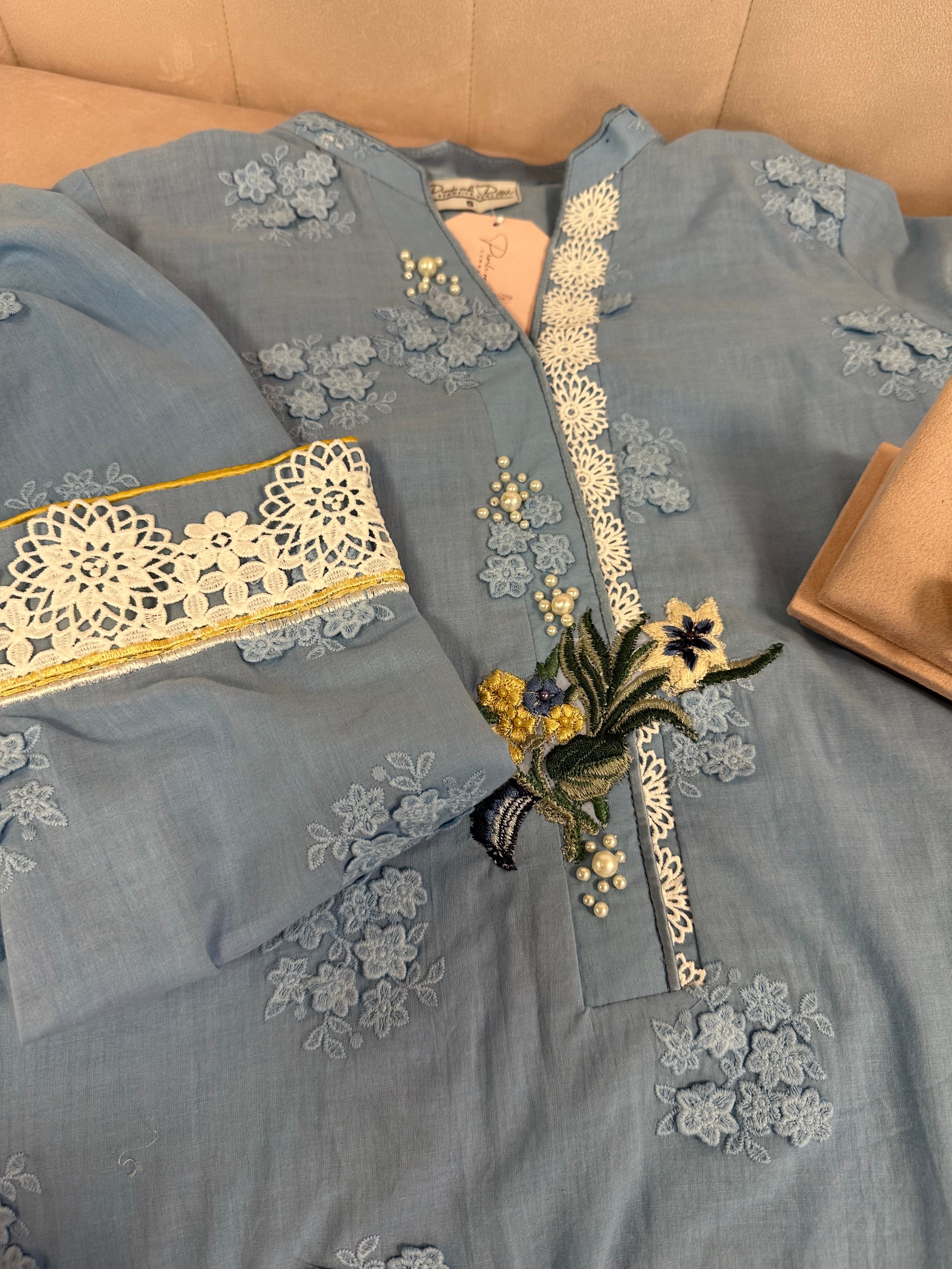 3d SKY BLUE BLOSSOM co-ord set