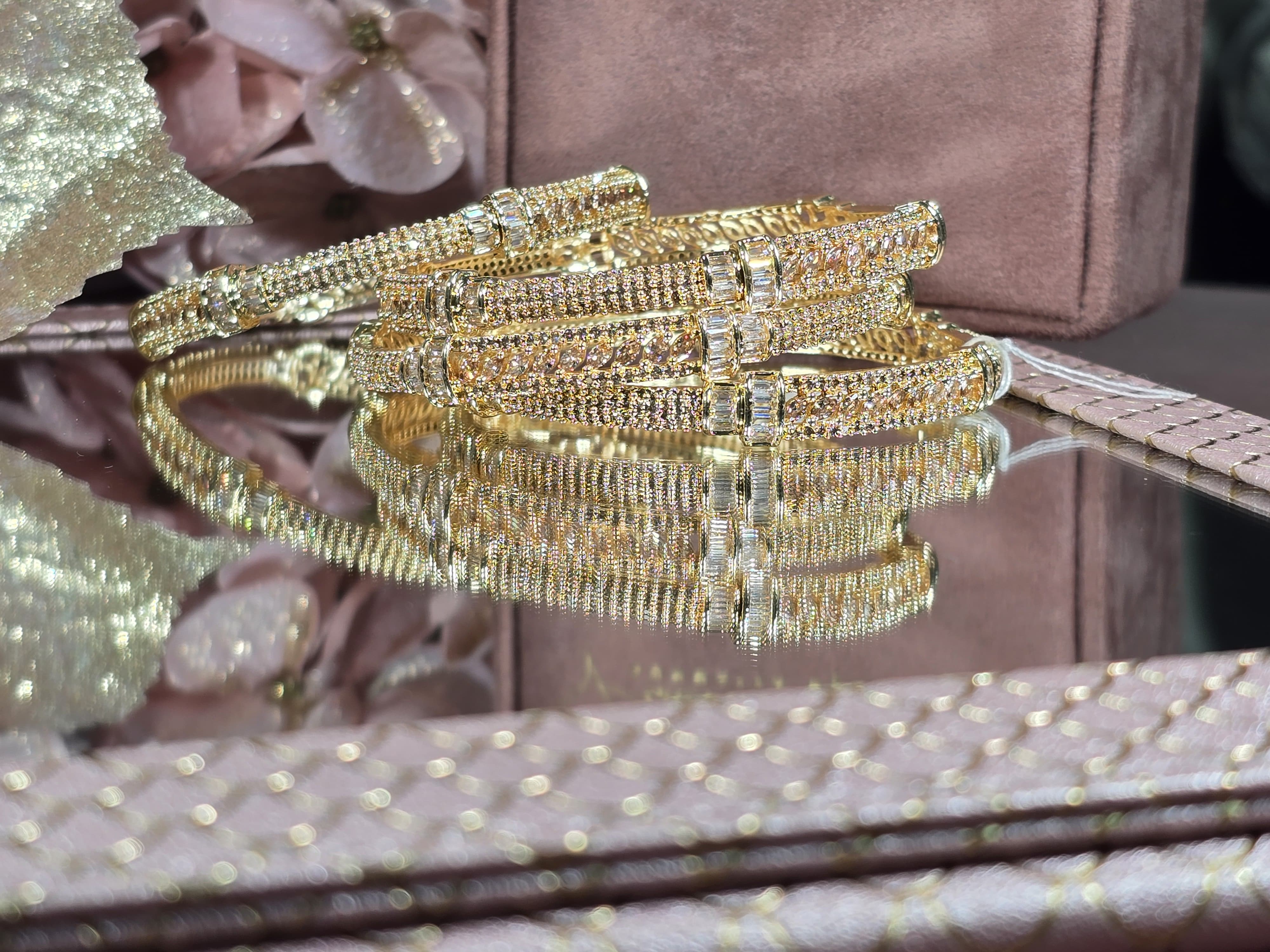 Contemporary Gold Rush Bangles Set of 4