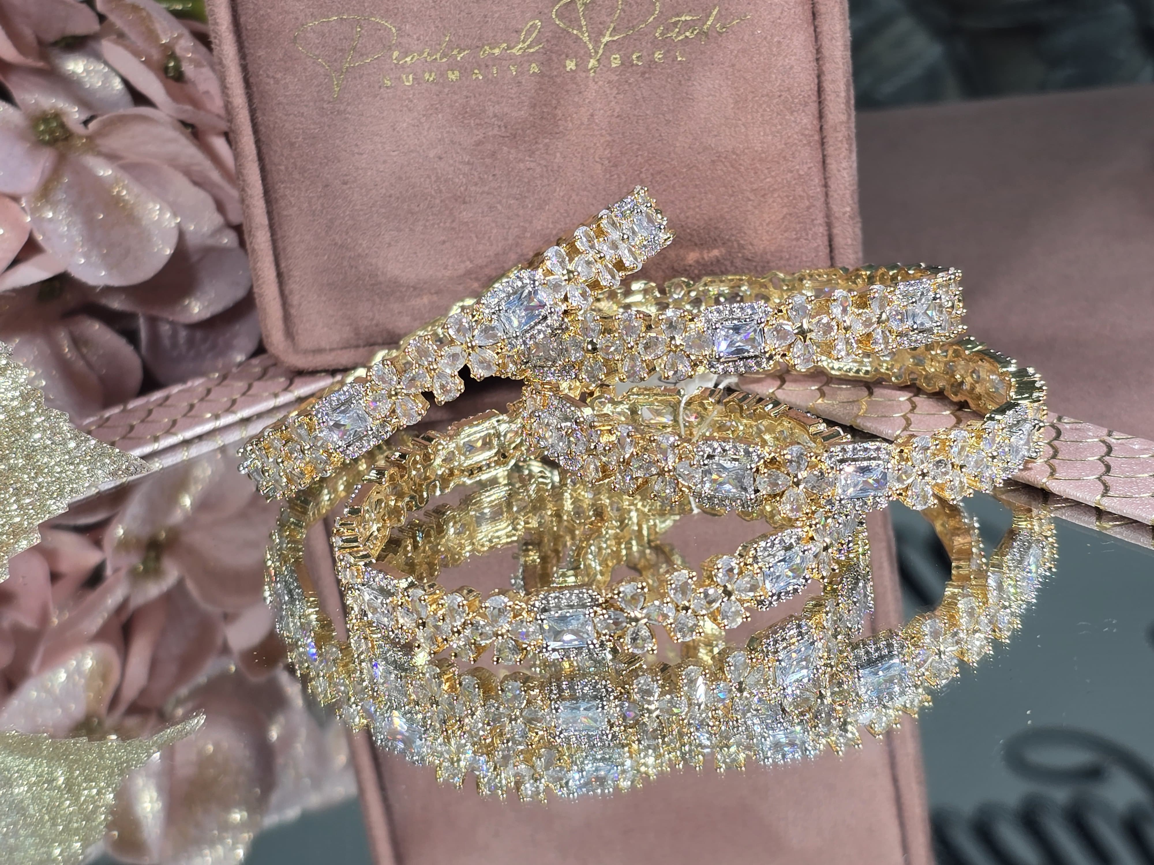 Gilded Petal Blossom Bangles