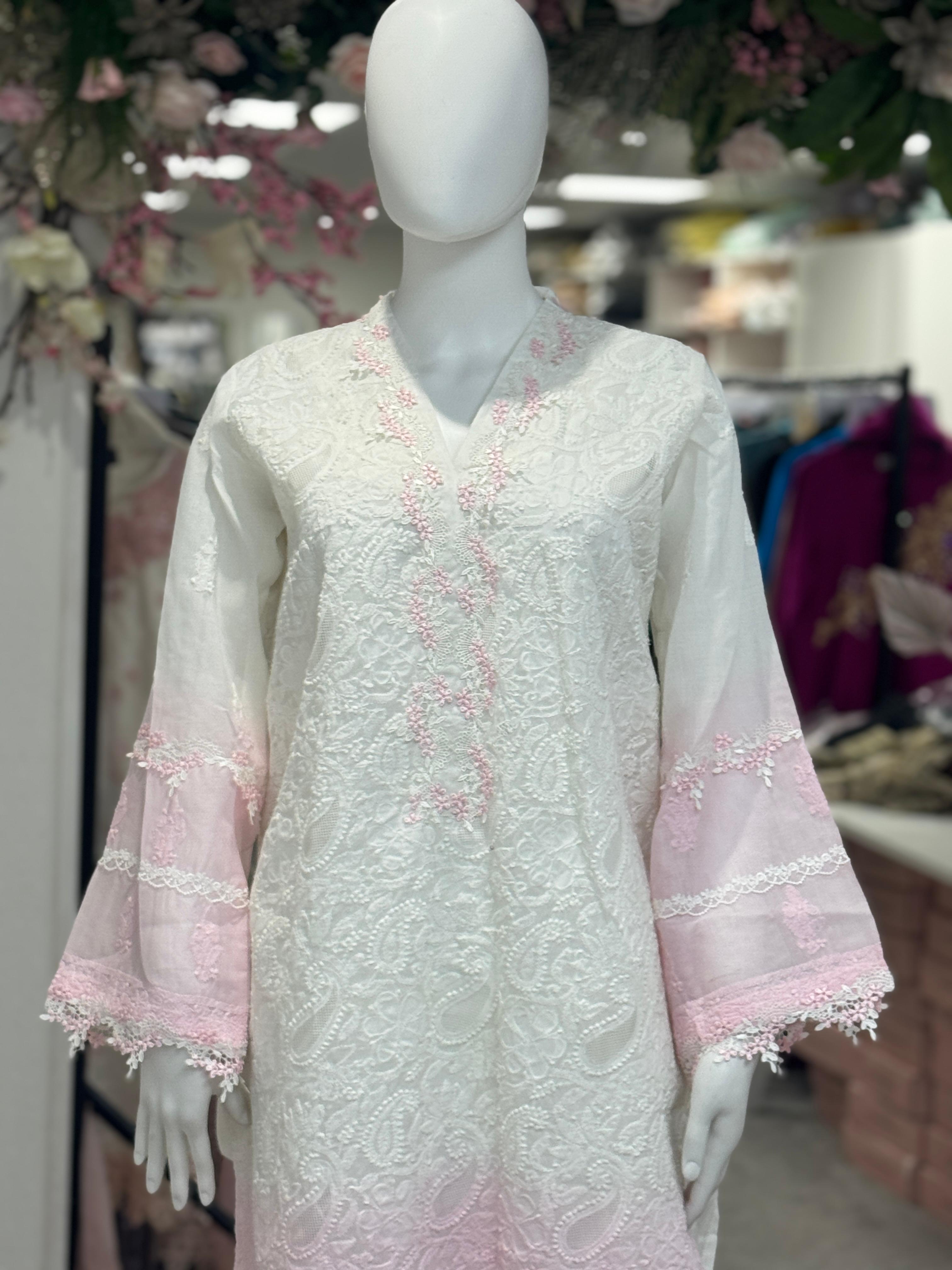 Morning Mist Chikankari (Shirt only)