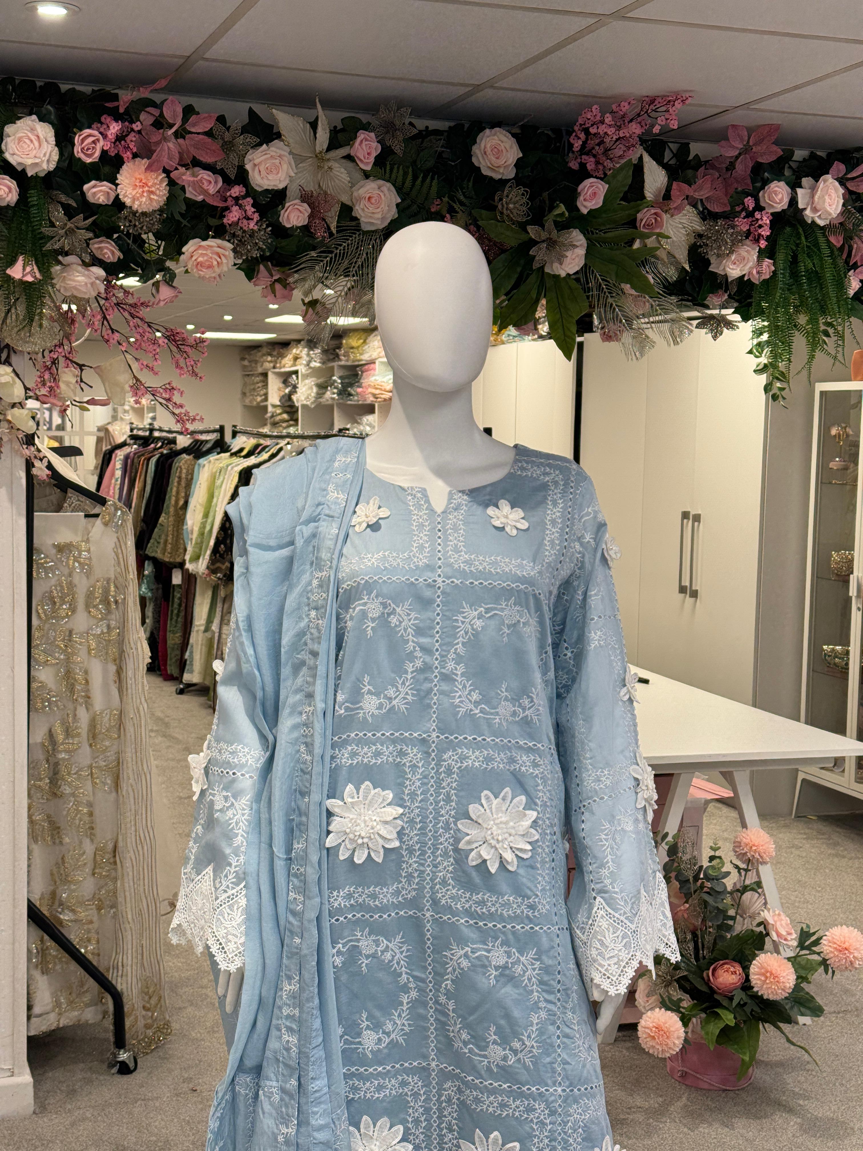 3d flower paper silk outfit