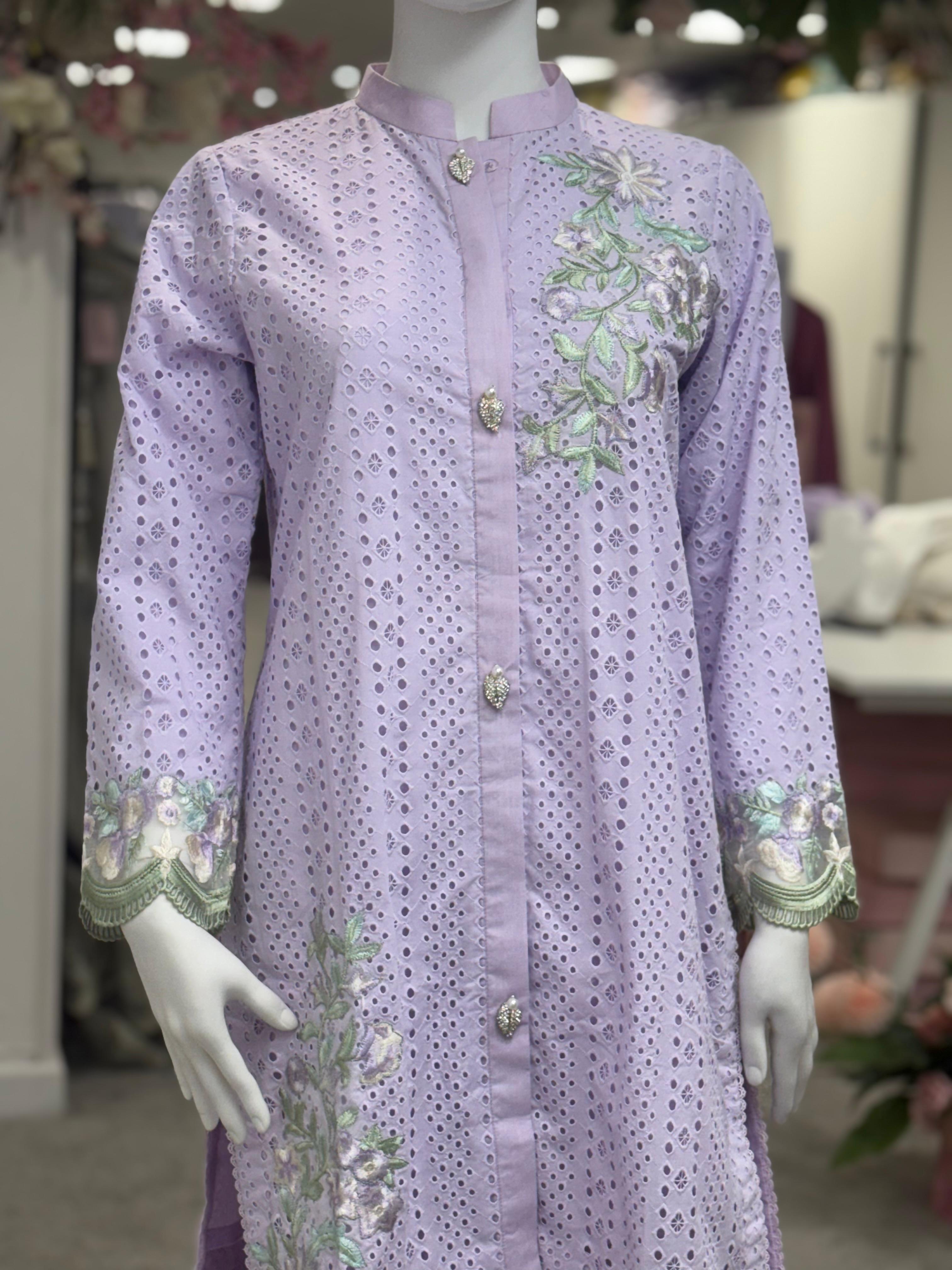 Lavender Stream Chikankari