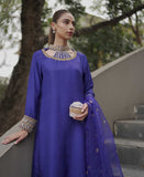 Anarkali (Pure raw silk violet outfit)