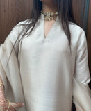Beige Raw silk  (Farshi Shalwar suit)