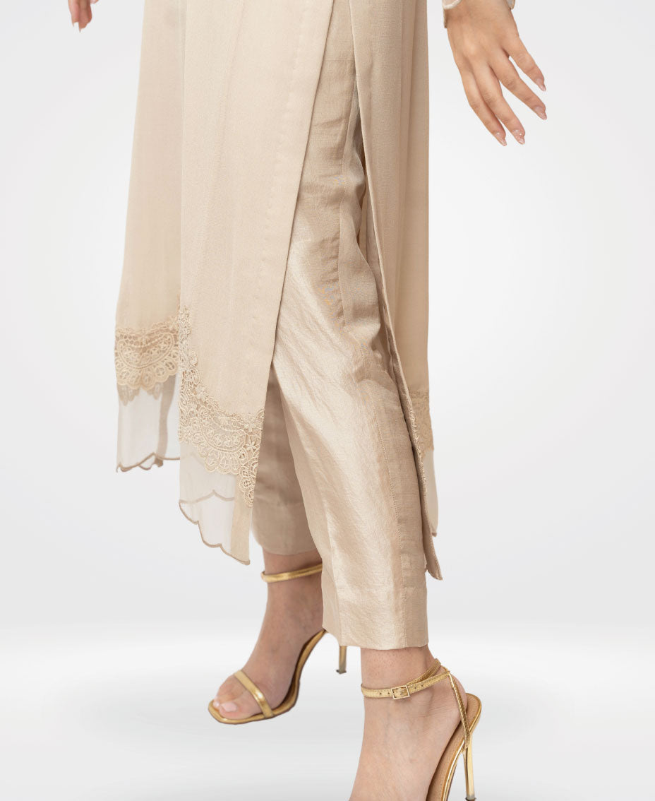 Monochrome Pure Georgette Chiffon Kurta & Trousers