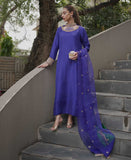 Anarkali (Pure raw silk violet outfit)