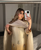 Gold ombré raw silk