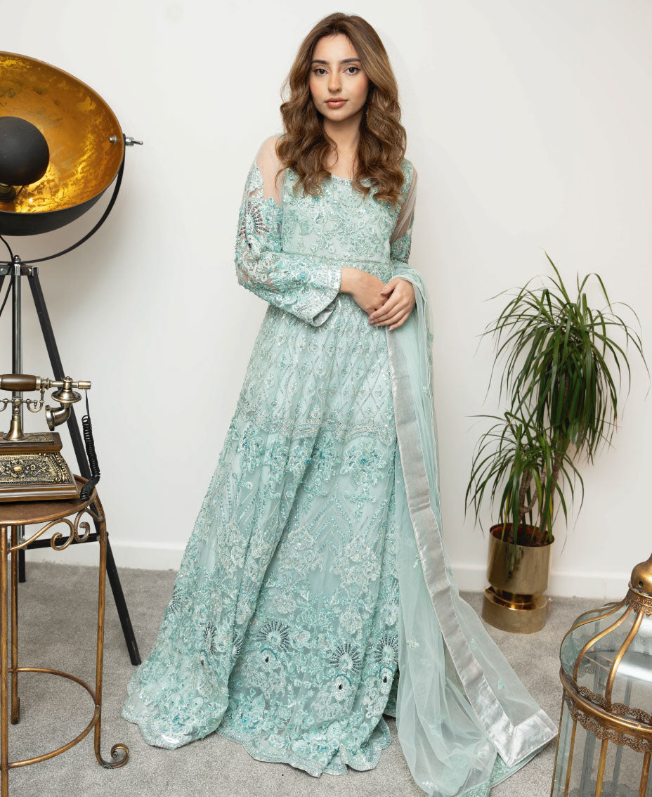 Ice Blue Long Net Maxi