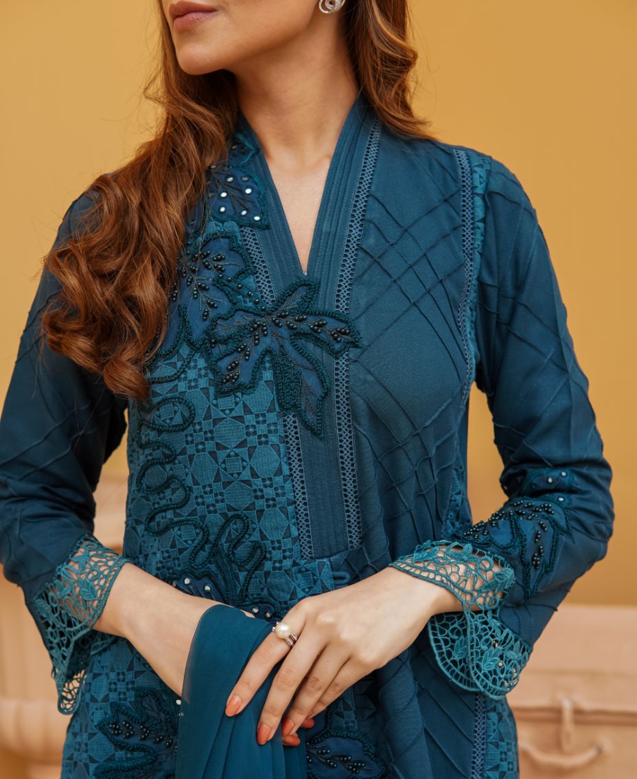 Apatite, three piece Embroided Trouser Shirt