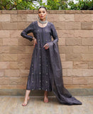 The Night Sky (Pure raw silk charcoal grey outfit)