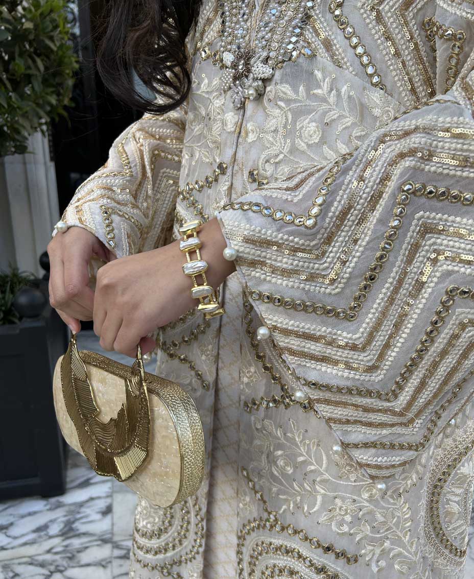 The White and Gold Kaftan | Pakistani Kaftan Dress