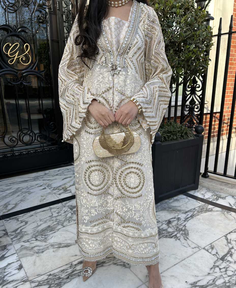 The White and Gold Kaftan | Pakistani Kaftan Dress