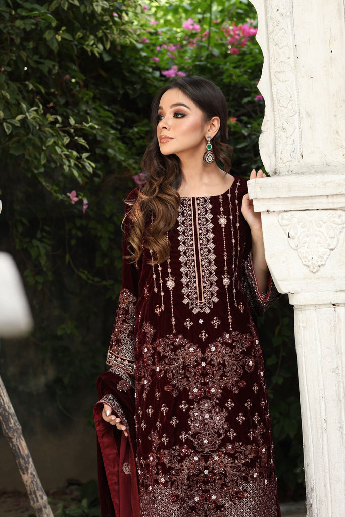 "Now Trending: Velvet Magic in Shalwar Kameez Form!"