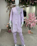 Chikankari Co-ord Set Pastel Purple