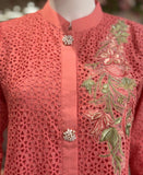 chikankari co-ord set Coral