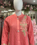 chikankari co-ord set Coral