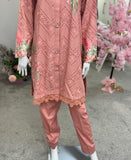 Chikankari Co-ord set Peach