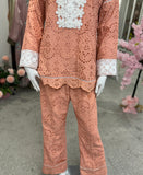 Peach Chikankari Co-ord