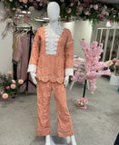 Peach Chikankari Co-ord