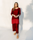 Scarlet Crisscross (Farshi Shalwar suit)